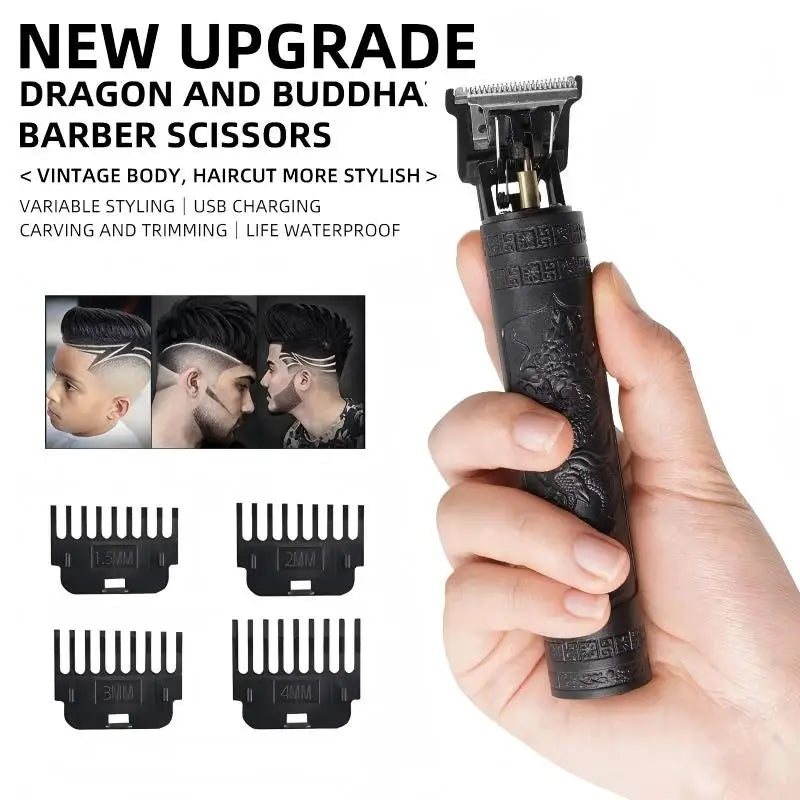 T9 Hair Trimmer for Men Cordless Beard Clipper 4 Guide Combs Brush USB C Cable Silent Operation Shaver Home Haircut Tool Kit