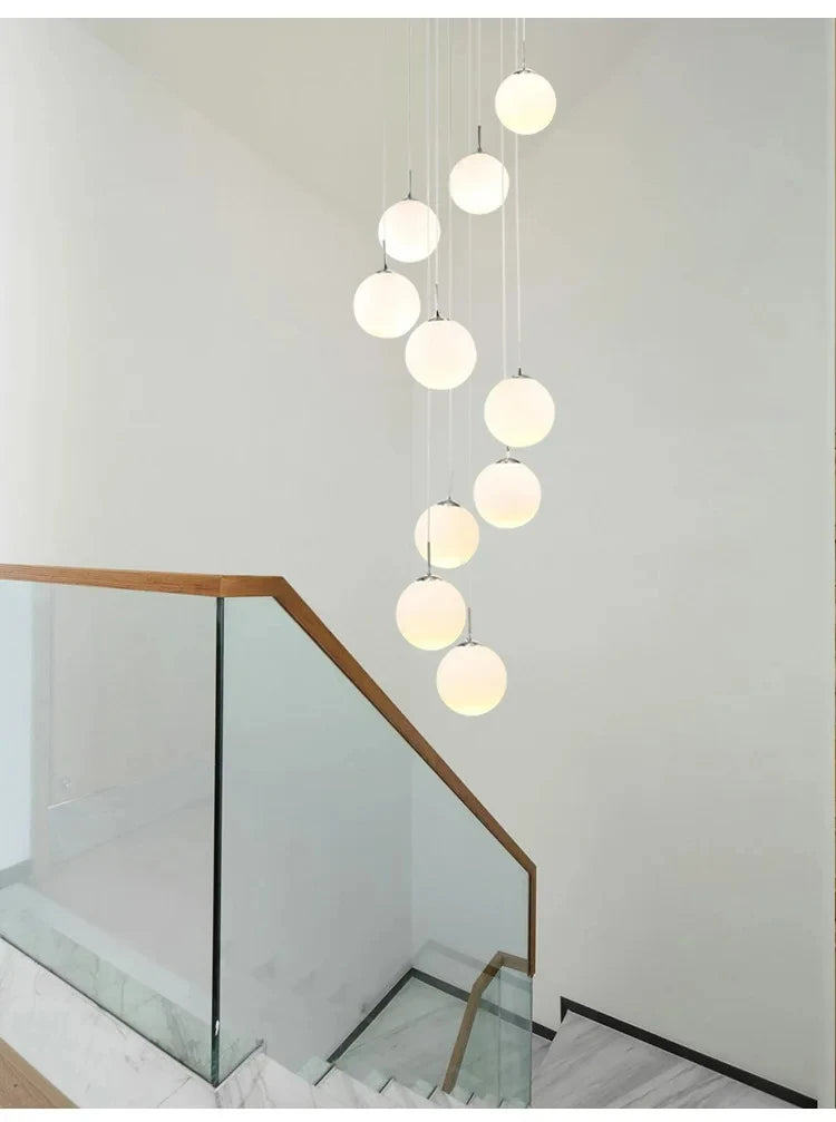 Stairs 2026 Modern Nordic LED Glass Chandelier Loft Duplex Living Room Lamp Hotel Lobby Long Chandelier Home Decorative Lighting