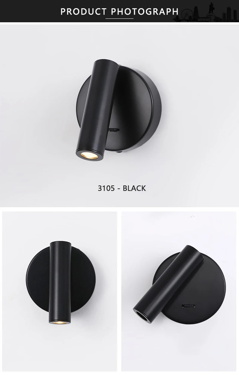Modern LED Wall Lights Rotatable Adjustable Reading Lights Bedroom Bedside Living Room Study Room Household Lighting Fixtures