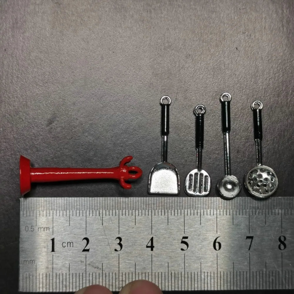 Kettle 1:12 Mini Kitchen Utensils Sets Cookware 1:12 Scale Kitchen Set Mini Alloy Mini Kitchen Cooking Kit House Props