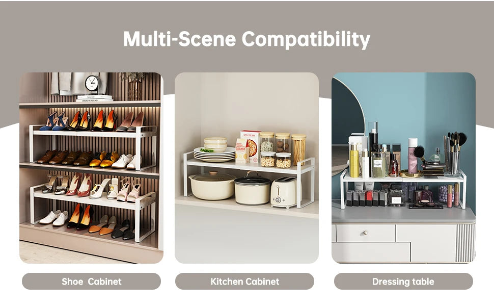 Kitchen Storage Rack under the Sink, Layered Shelf in the Cabinet, Countertop, Extendable Cabinet, Dish Storage Rack for Home