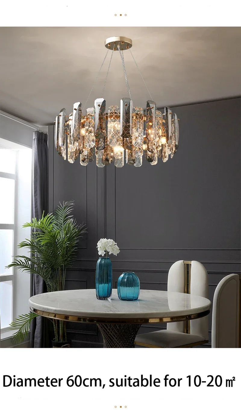 Postmodern Light Luxury LED Crystal Chandelier Atmosphere Dining Room High-end Home Bedroom Kitchen Living Room Pendant Lights