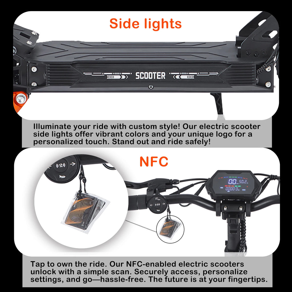 Factory Foldable Electric Scooters With APP NFC 48V 52V 1200W 55KM/H Range E Scooter Speed Limit 10Inch Escooter for Adults