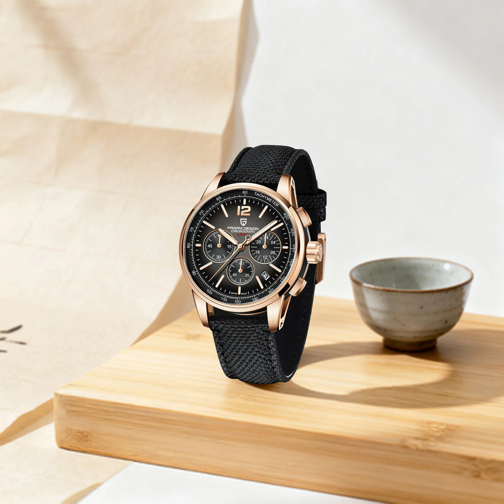 PAGANI DESIGN Men Quartz Watch Modern Light Simple Fashion Pioneer Stainless Steel Tachymeter Waterproof Calendar Luminous Watch