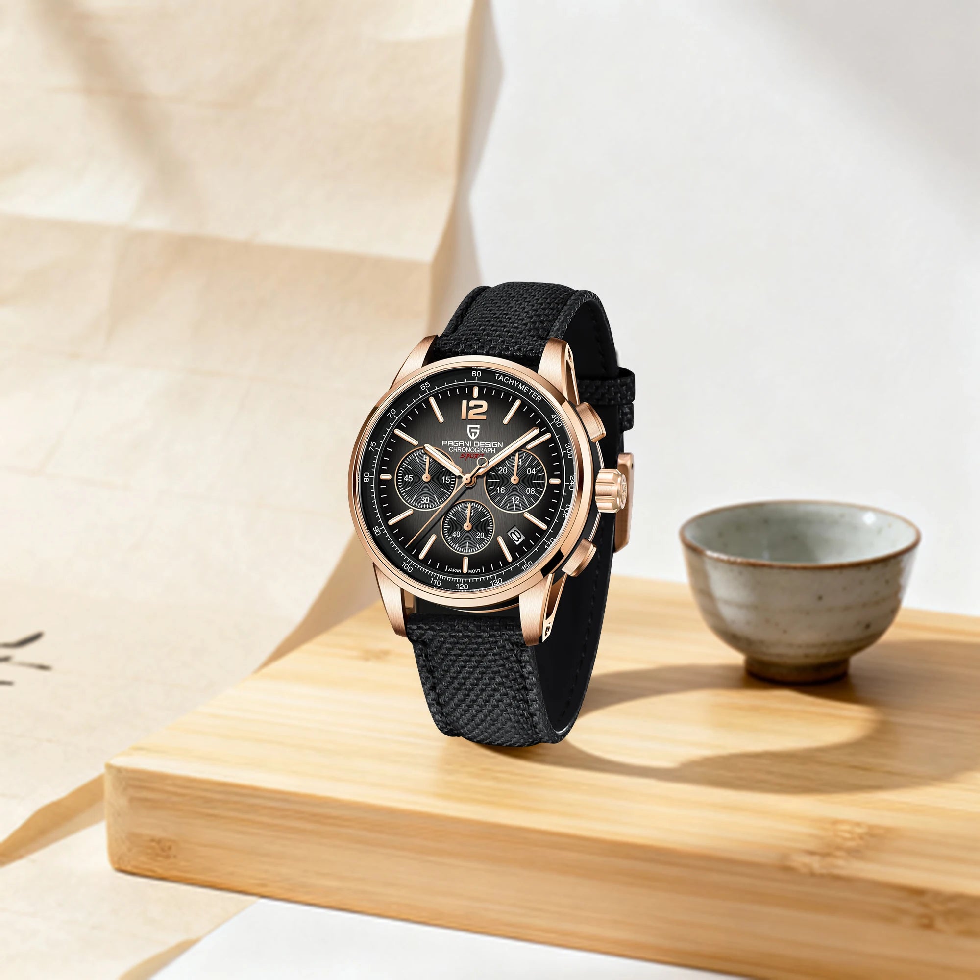 PAGANI DESIGN Men Quartz Watch Modern Light Simple Fashion Pioneer Stainless Steel Tachymeter Waterproof Calendar Luminous Watch