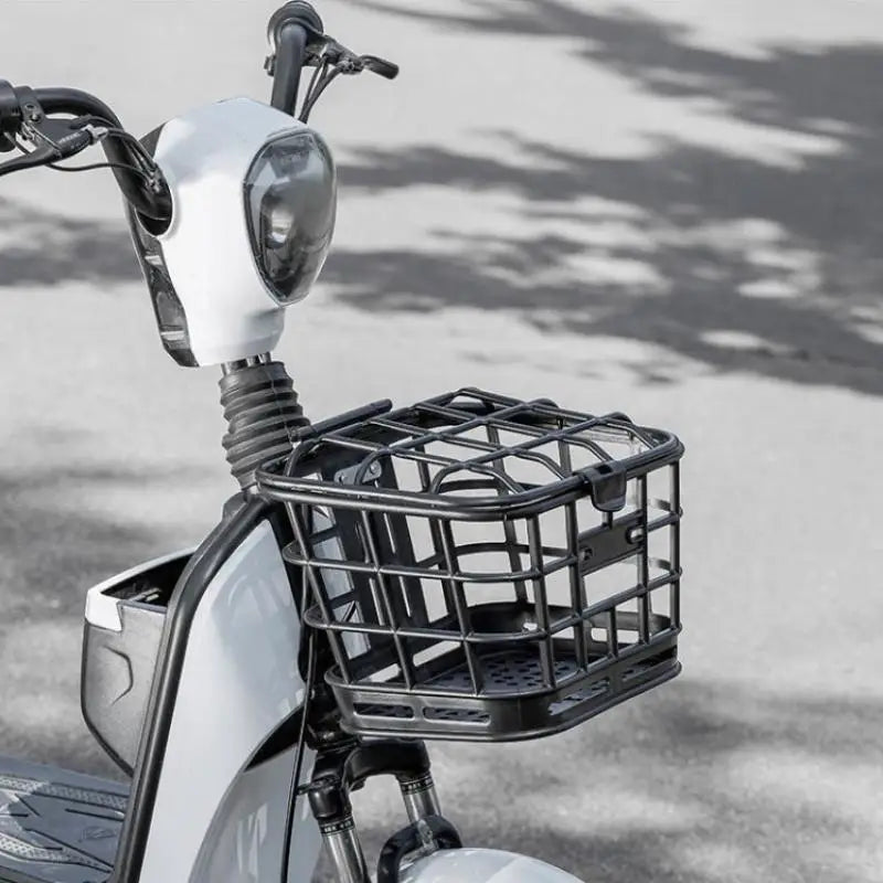 Durable Black PC Bike Basket with Lid; Front-Mounted, Anti-Extrusion for Electric Bikes