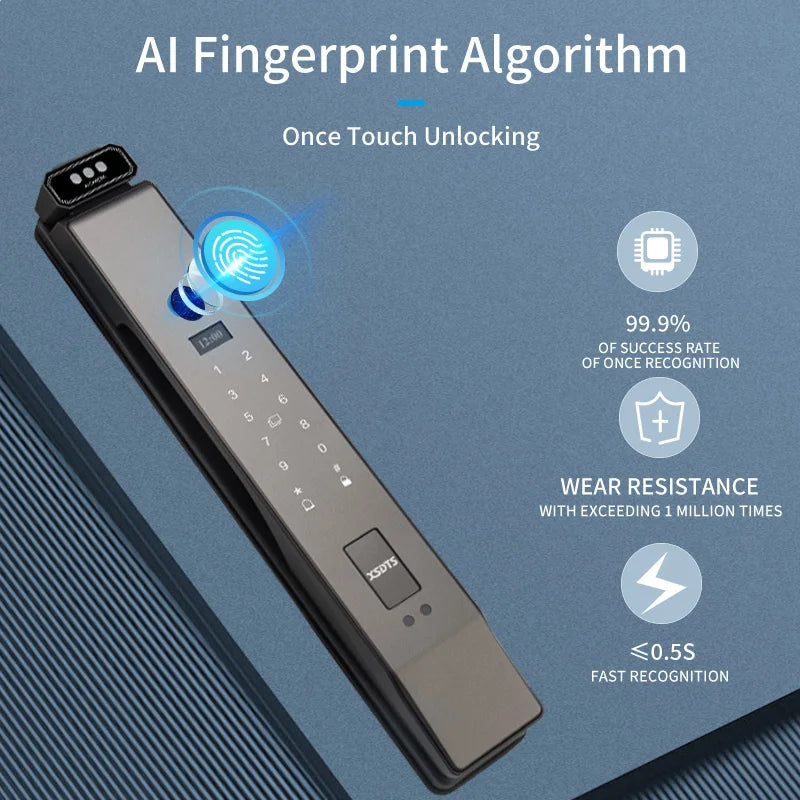 3D Face Real-time Intercom Smart Door Lock Palmar Vein Camera Intelligent Fingerprint Password Biometric Electronic Key Unlock
