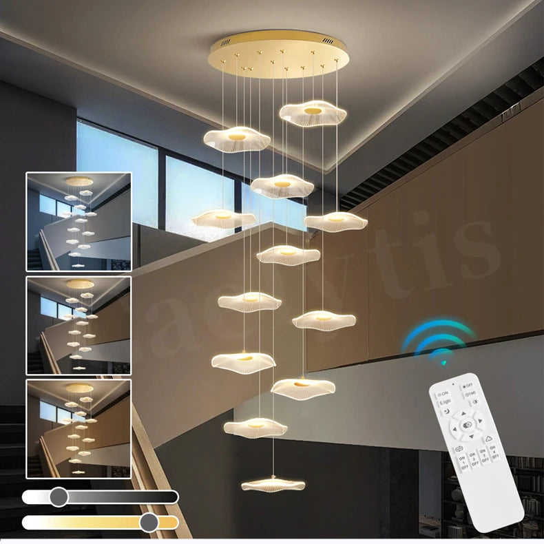 Modern LED Stair Chandeliers For Living Room Dining Room Pendant Lights Home Decoration Indoor Lamps  Hanging Lighting Fixtures
