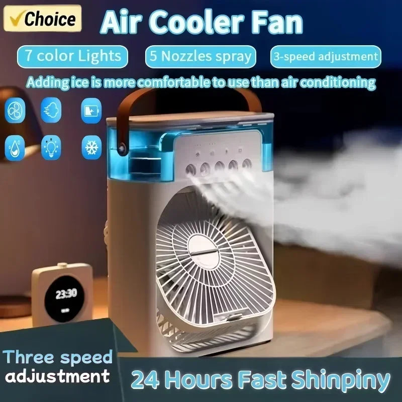 Fan Portable Air Cooler Conditioner Humidifier with Water Tank Quite Mist Water Spray Fan for Home Room Camping Car Office