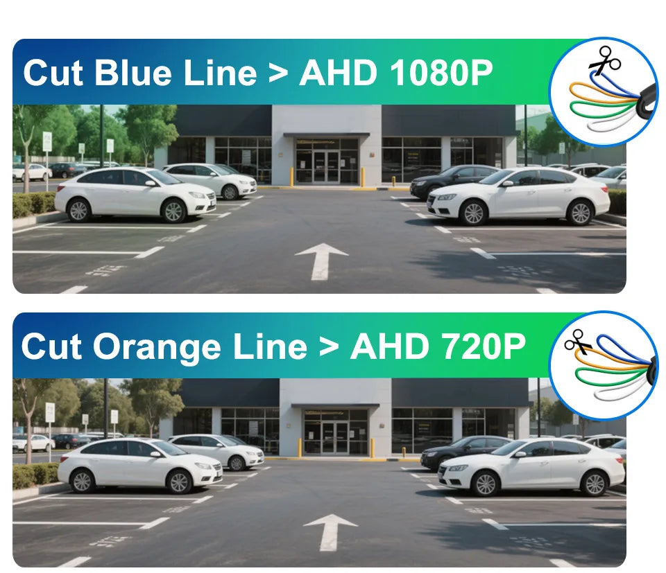 AHD 1080P New 4 line 4K Dynamic Track Reversing Camera 180 Deg Fisheye Blue Lens Full HD Night Vision Vehicle Reversing Camera