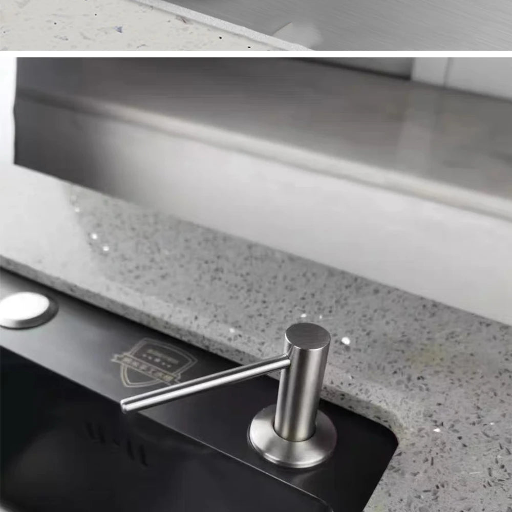Slim Metal Head Liquid Soap Dispenser Kitchen Sink Bathroom Under Counter Lotion Holder Pump Dish Wash Detergent Silicone Tube