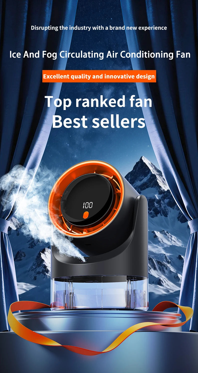 Household mini electric fan with single hole spray air conditioning cooling humidification circulating fan 360 ° adjustable