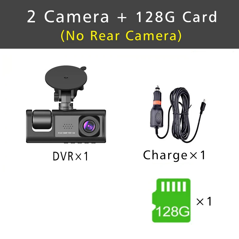 3 Channel Dash Cam HD 1080P 3-Lens Inside Vehicle  Car DVR Three Way Camera DVRs Recorder Video Registrator Dashcam Camcorder