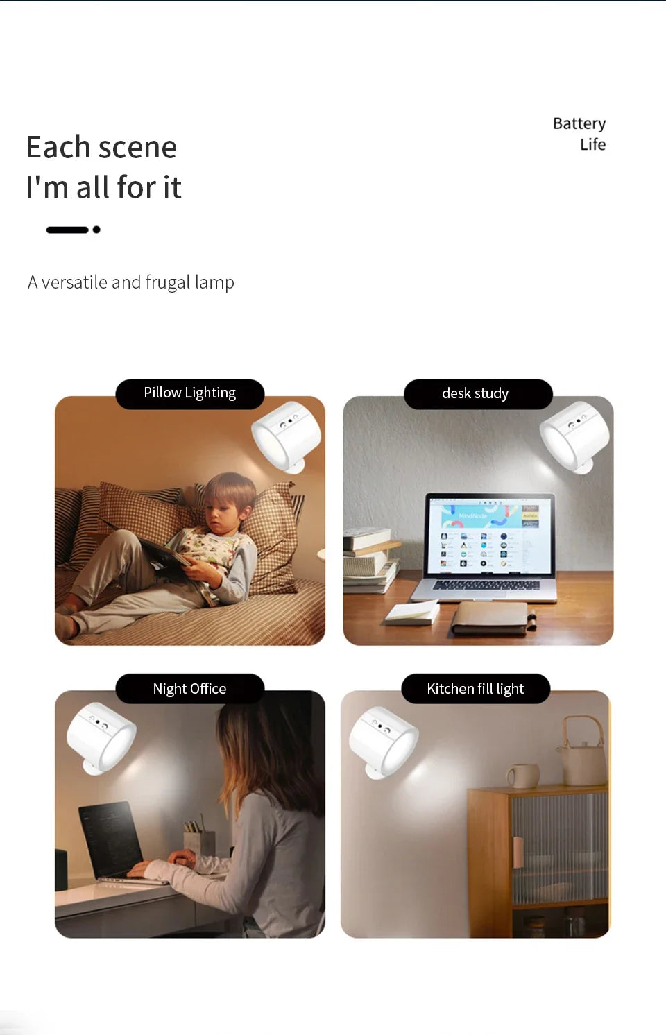 LED Wall Light Rechargeable Touch Double Head Wall Lamp 360 Rotatable 3 Colors Sconces Light Wireless Night Lights For Bedroom