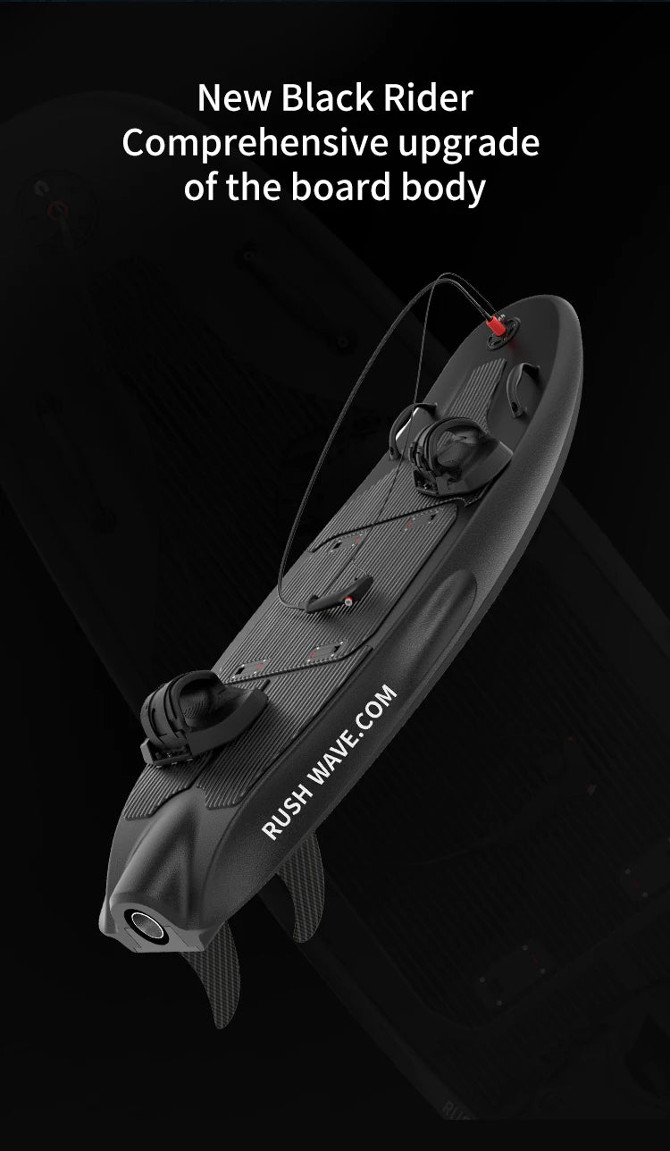 RUSH WAVE Electric Black Rider Pedal Water Jet Surfboard New Power Board for Sports and Entertainment Paddling