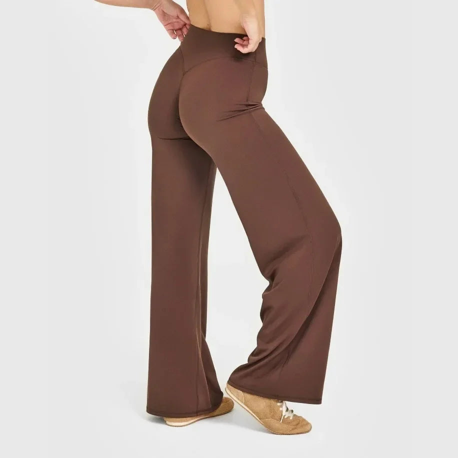Straight-Leg Pants Ultra Soft Butter Fabric Women's Mid-Waist Yoga Pants GYM Naked Feel Pilates Running Sport Trousers
