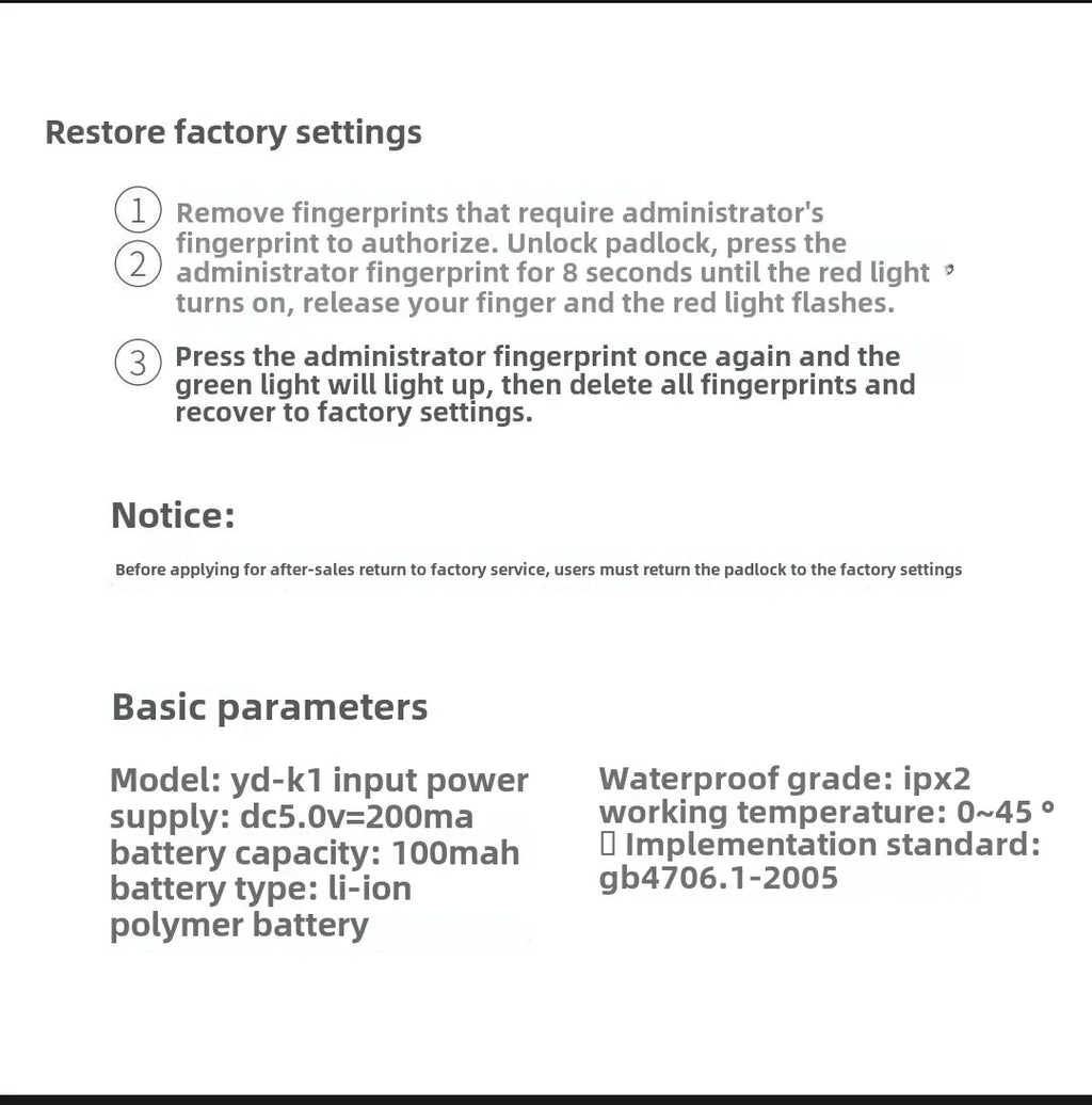Intelligent Fingerprint Unlock Luggage Cabinet Lock Electronic Lock Head Dormitory Padlock High Security Travel Lock125