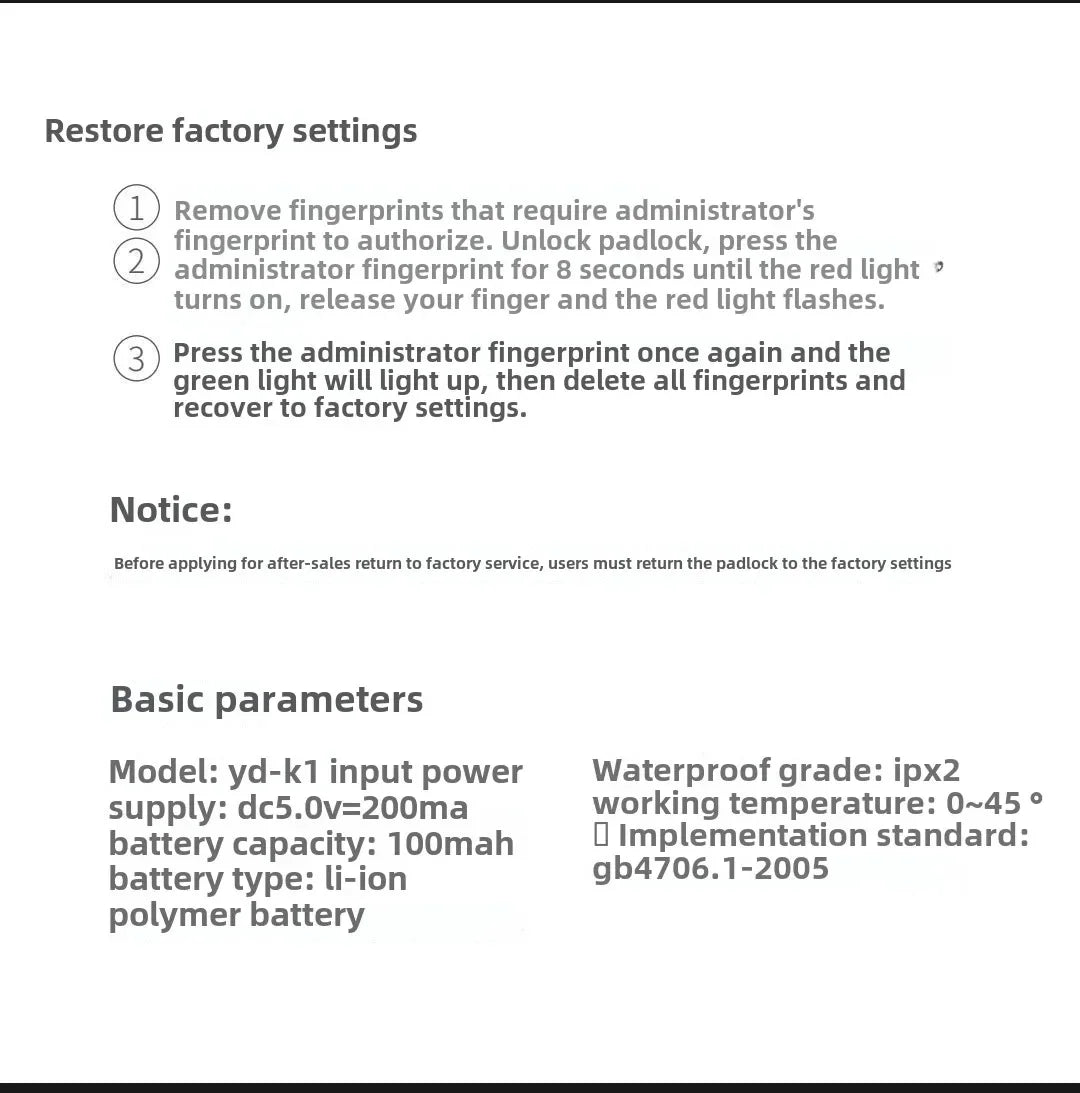 Intelligent Fingerprint Unlock Luggage Cabinet Lock Electronic Lock Head Dormitory Padlock High Security Travel Lock125