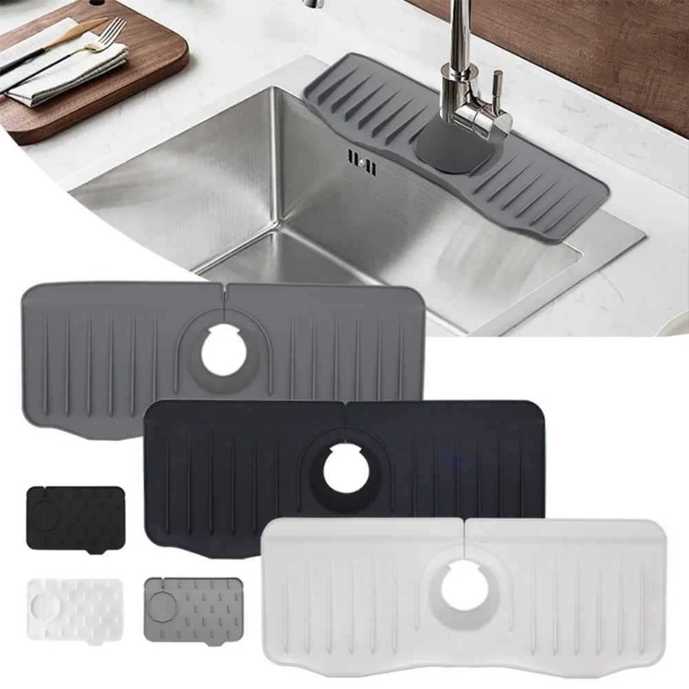 Kitchen Gadgets Silicone Faucet Absorbent Pad Shelf Sink Splash Catcher Countertop Protective Mat Bathroom Drain Mat Acceesories