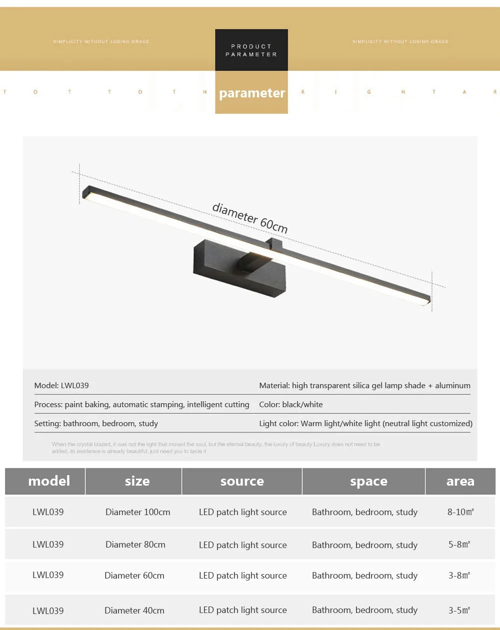 Modern LED Wall Light Bathroom Mirror Lamp Bathroom Bath Mirror Line Lamp Wall Sconce Home Decoration Lighting Fixture Luster