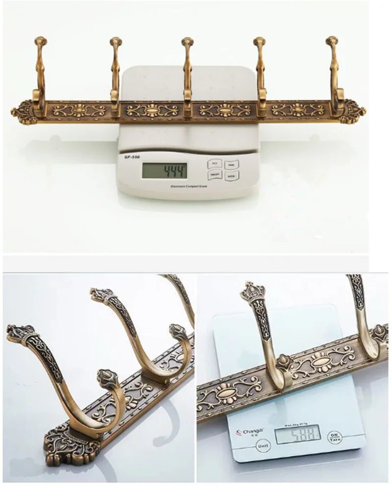 Antique Carved Towel Hanger Clothes Hat Hook Row Vintage Robe Hook Bathroom Robe Hook Bath Hardware Set Kitchen Hanger