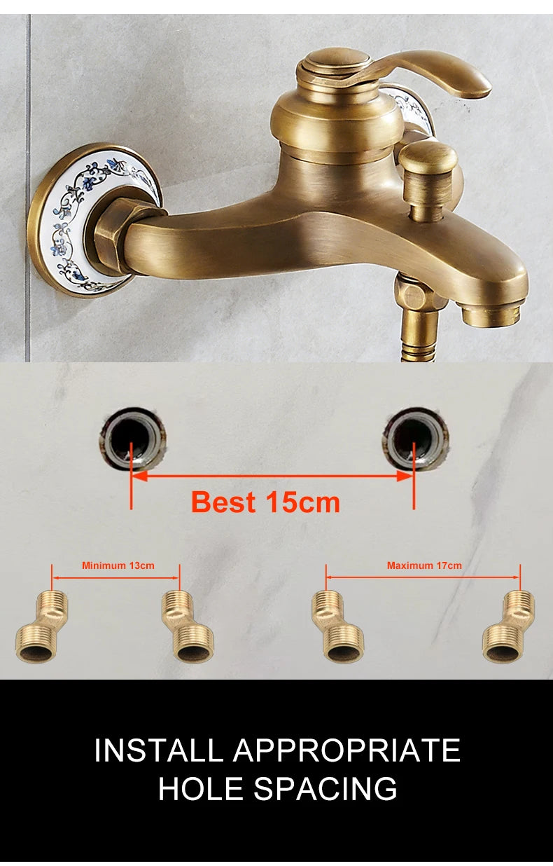 MOLI Wall mounted antique brass bronze brushed bathtub faucet with hand shower bathroom shower faucets torneiras 8306