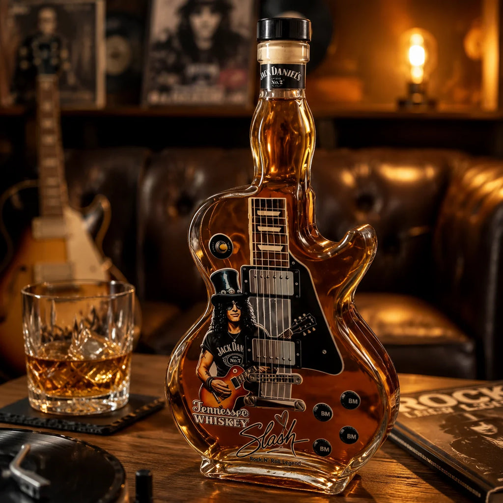 Whiskey Guitar Shaped Glass Bottle Novelty Bar Home Table Decor Handmade Clear Liquor Spirits Carafe Gift