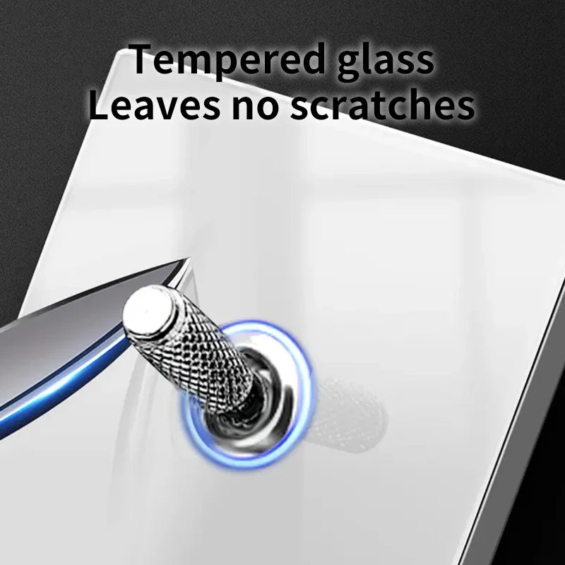 White Tempered Glass Work Driving Arm Wall Light Switch Led Indicator Light EU UK Standard 1/2/3/4gang Bedroom Usb Switch Socket