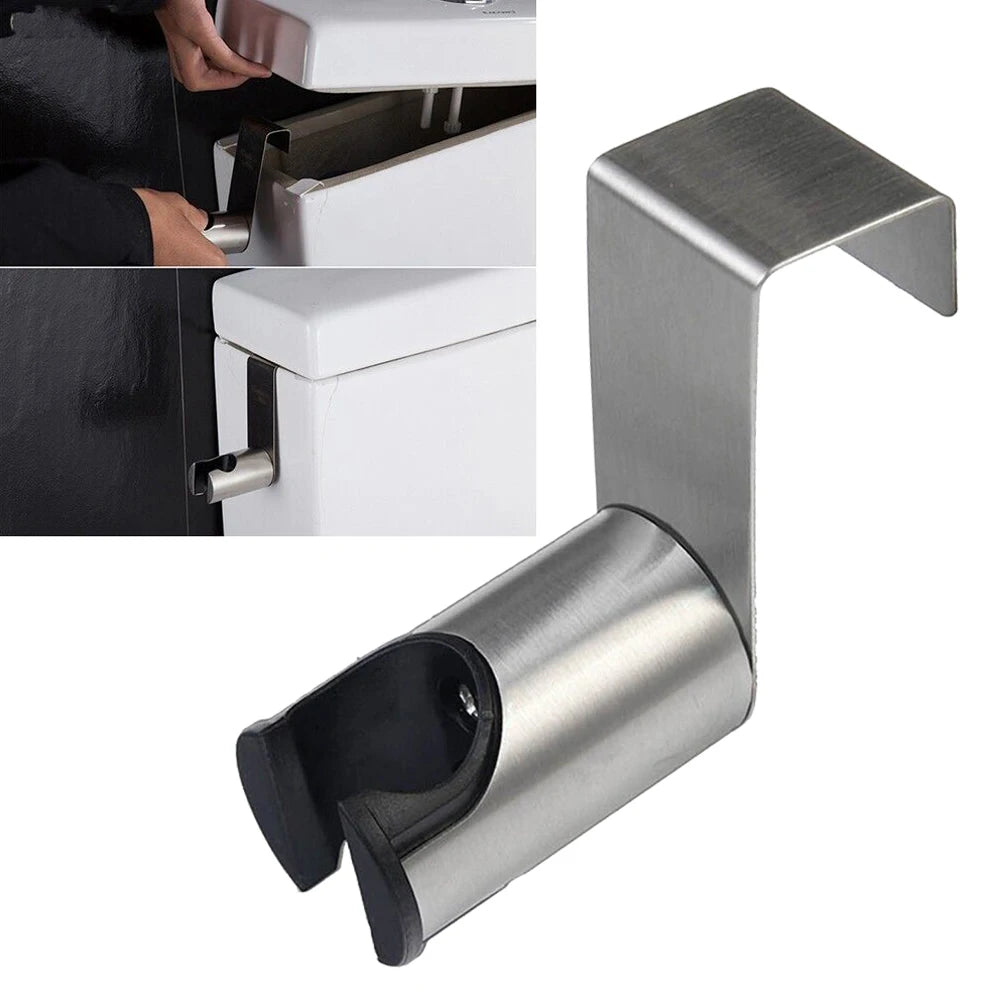 Bidet Sprayer Holder for Toilet Bathroom in Brushed Nickel Stainless Steel with Dual Mount Capability for Wand Use