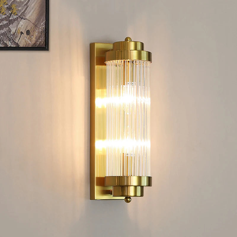 Luxury Led Wall Lamp For Living Room Brushed Gold Bedroom Scones Modern Creative Design Light Fixture Home Decor Glass Lighting