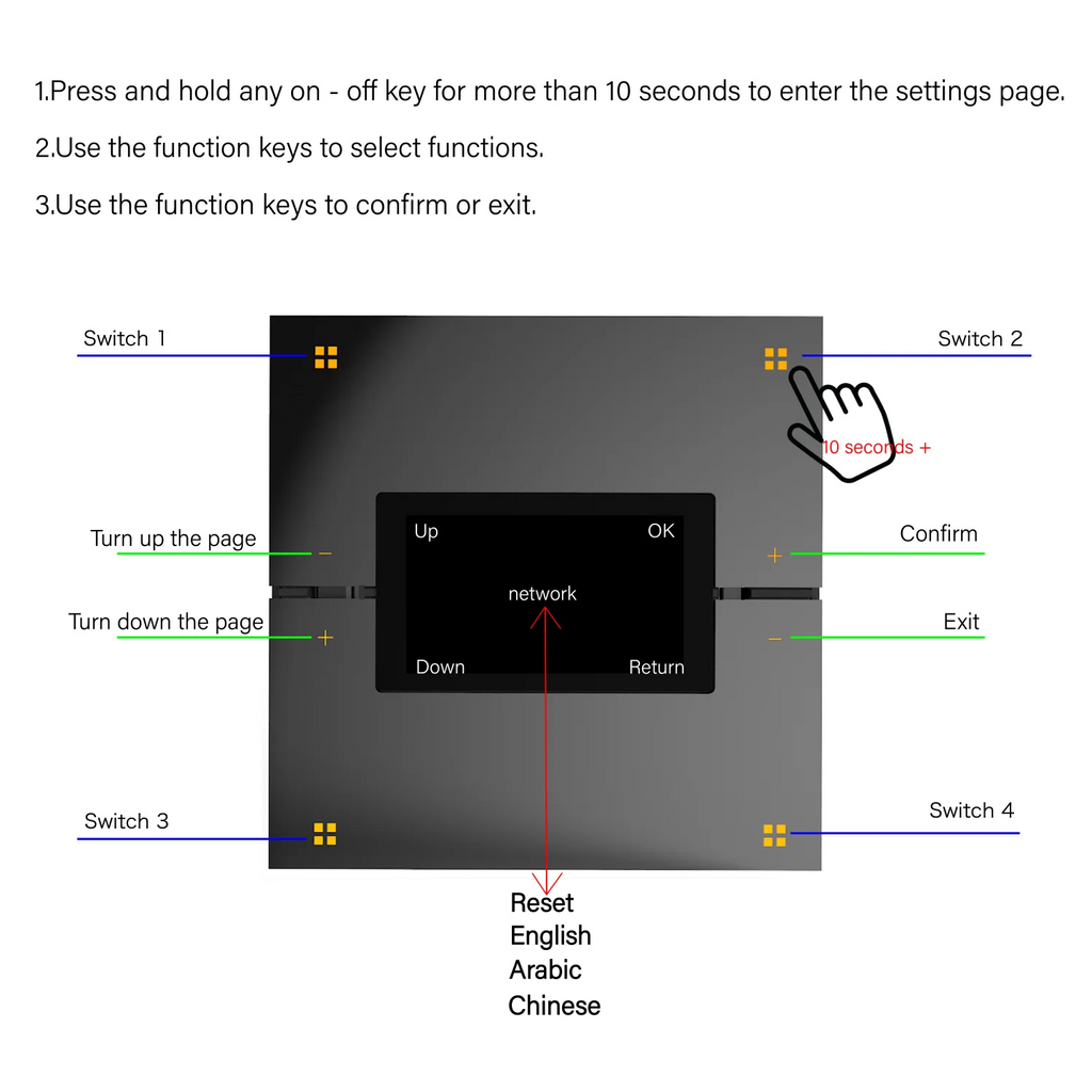 M9 Pro 8-Button UK Tuya Smart Wall Light Switch Aluminum Touch Display IPS Dimmer Scenes Zigbee for Hotel Home Voice App Control