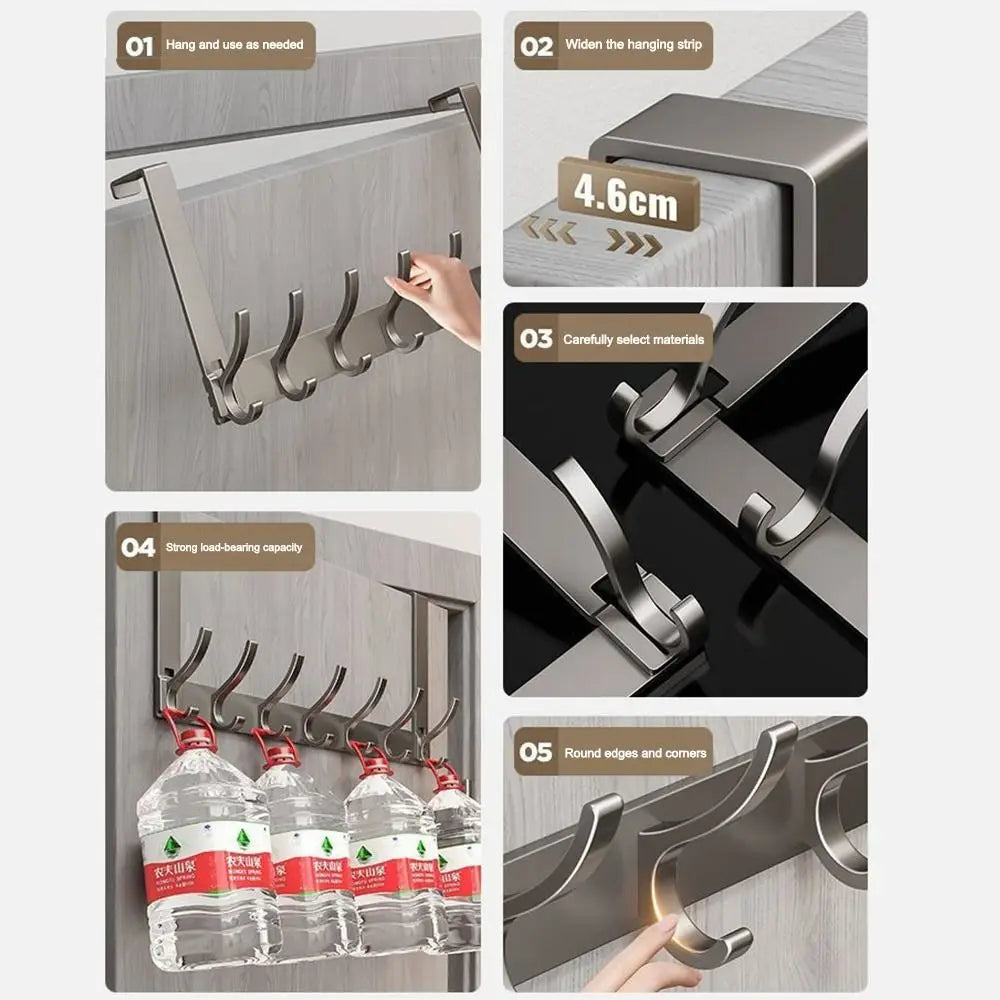 Door Behind Hook Storage Wall Hanging Clothes Hanger Coat Hook Punch-free Hanger Bedroom  Kitchen Organizer Quick Installation