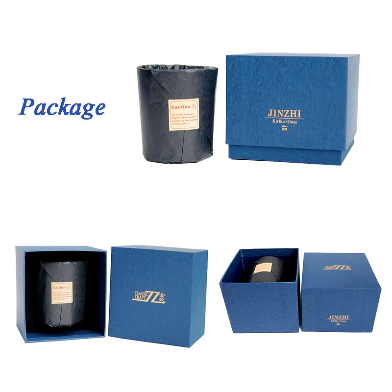 Edo Kiriko Fashioned Whiskey Glasses 360ml Amber Grey with Gift Box New Design New Arrival