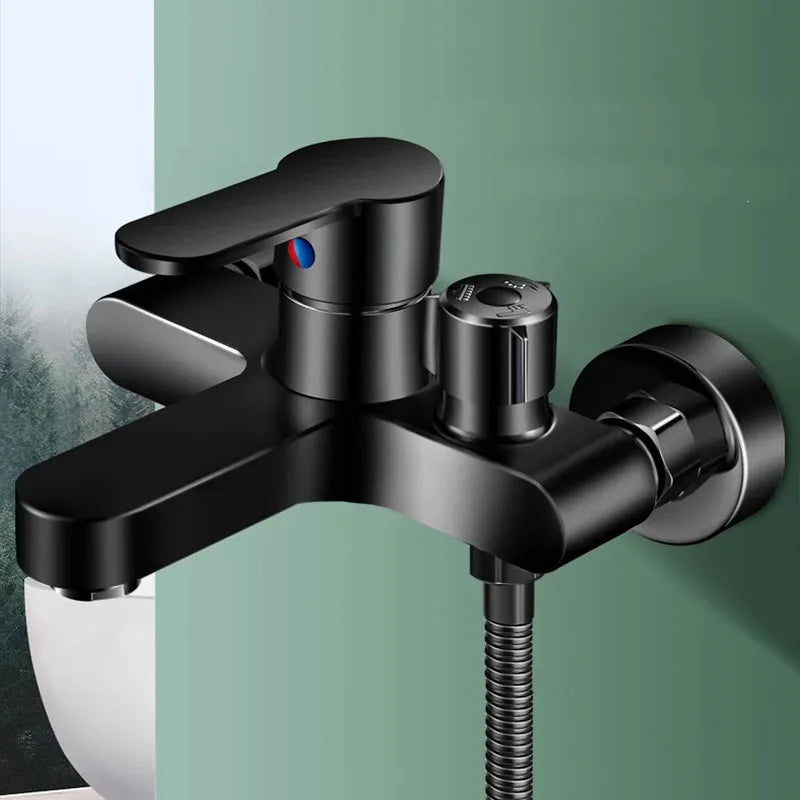 Chrome Bathroom Shower Faucet Brass Wall Mounted Hot Cold Water Dual Spout Mixer Tap For Bathroom Splitter Bath Shower Basin