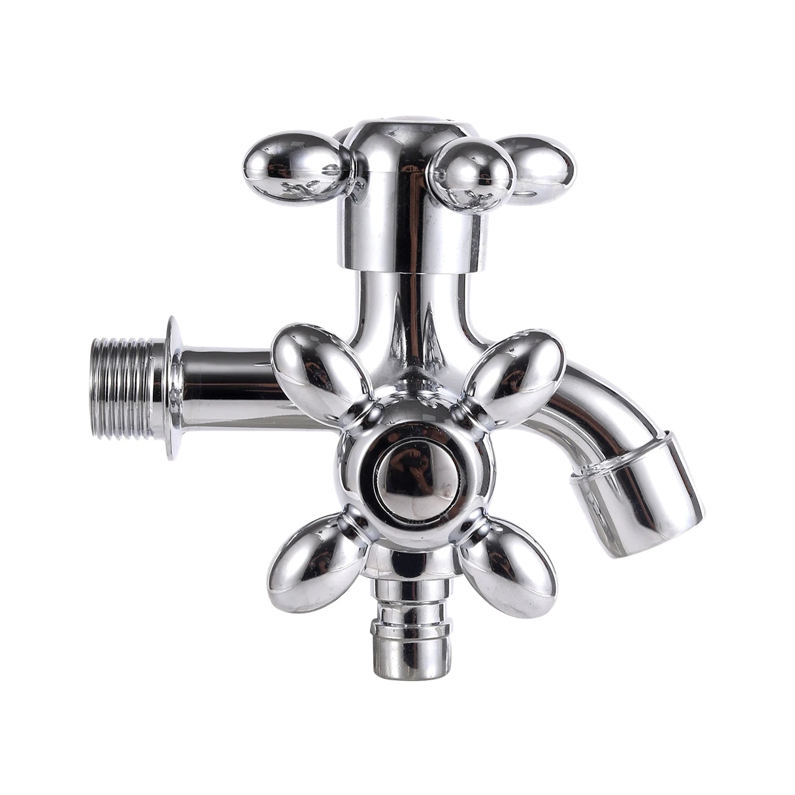 1/2" Dual Control Double Outlet Water Tap Universal Interface Plastic Faucet Home Tap Bathroom Hose Irrigation Quick Connector