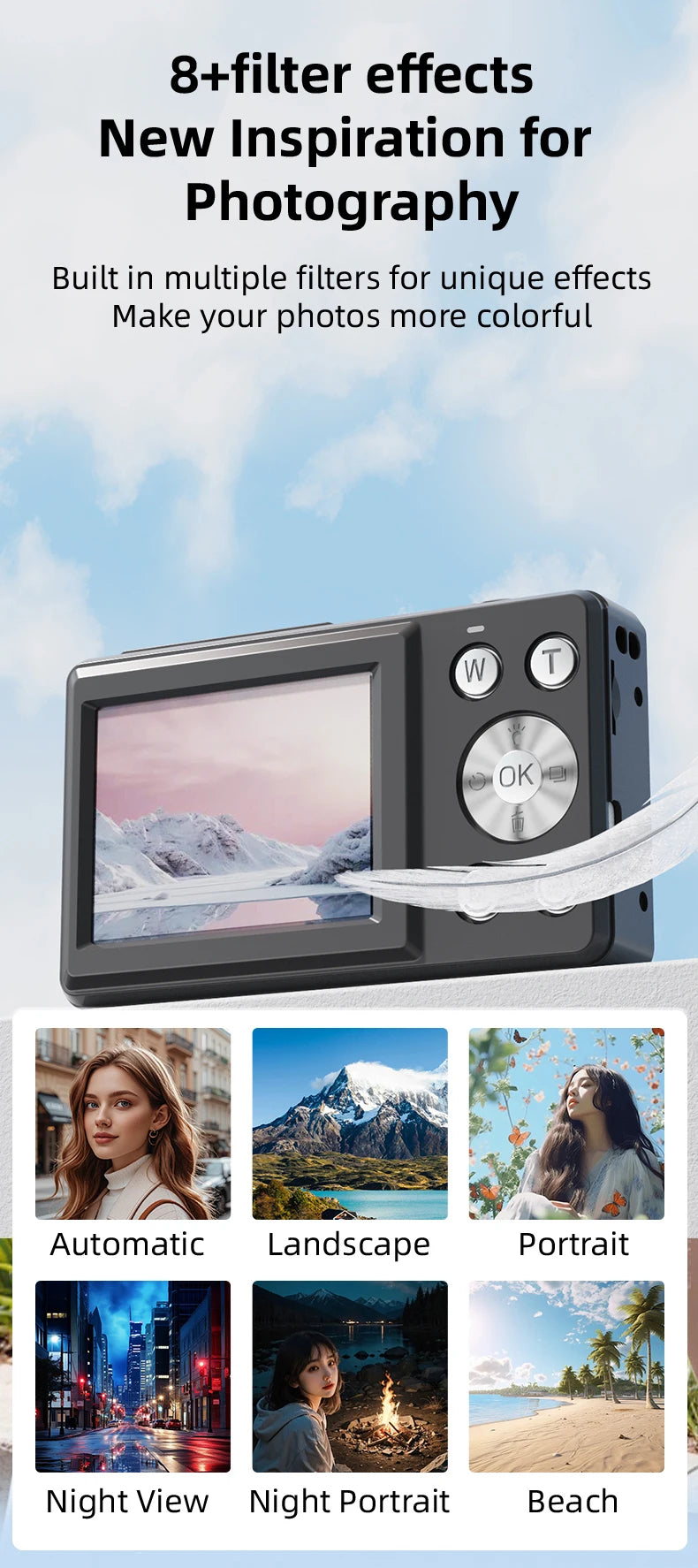 UHD 4K Digital Camera  2.4inch IPS Screen 18X Zoom Video 64MP Photo Compact Optical Camcorder Cameras for YouTube Vlog Photos