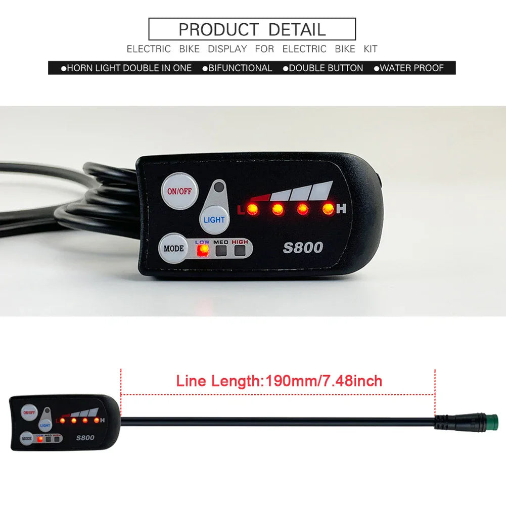 Electric Bike 30A Brushless Controller with SM Plug for 1000W Motor with LCD Display Panel S800 S830 E-scooter Meter Control UKC
