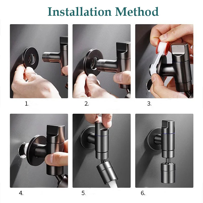 In-wall Single Cold Water Faucet G1/2 Stainless Steel Bathroom Cleaning Room Basin Faucet Two Water Outlet Modes