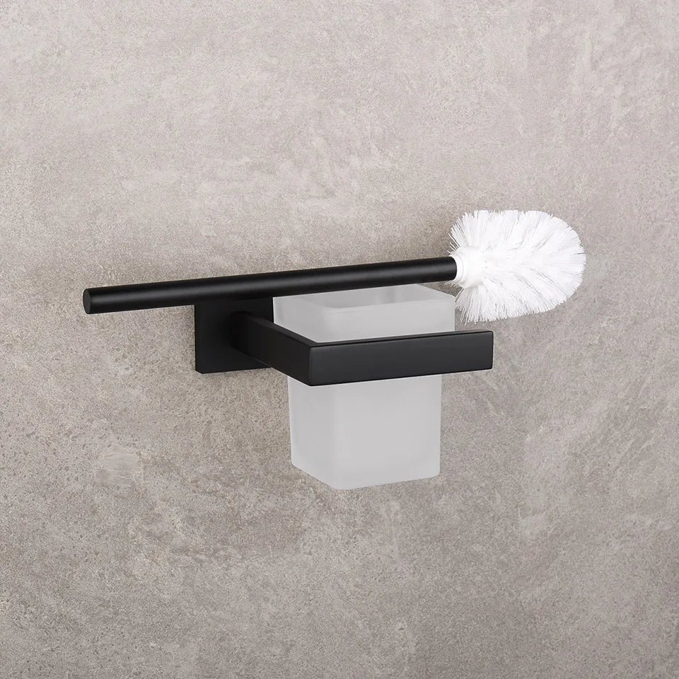 Matte Black Bathroom Hardware 304 Stainless Steel Towel Rack Toilet Paper Holder Liquid Soap Holder Towel Bar Toilet Accessories