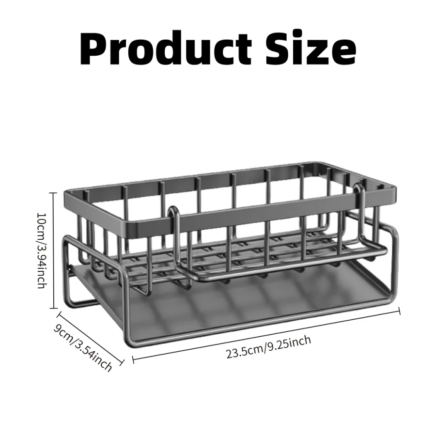 Stainless Steel Kitchen Sink Organizer - Multi-Functional Over Sink Drain Rack for Faucet Area, Rag & Sponge Storage