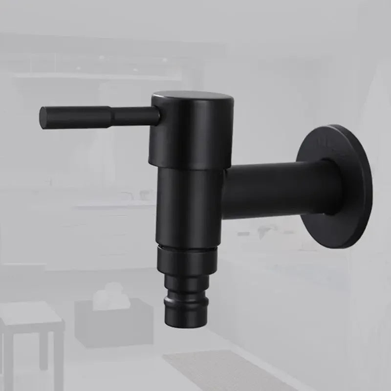 Stainless Steel Faucet Black Wall Mounted Washing Machine Tap Bath Toilet Mop Pool Water Taps for Outdoor Garden Bathroom