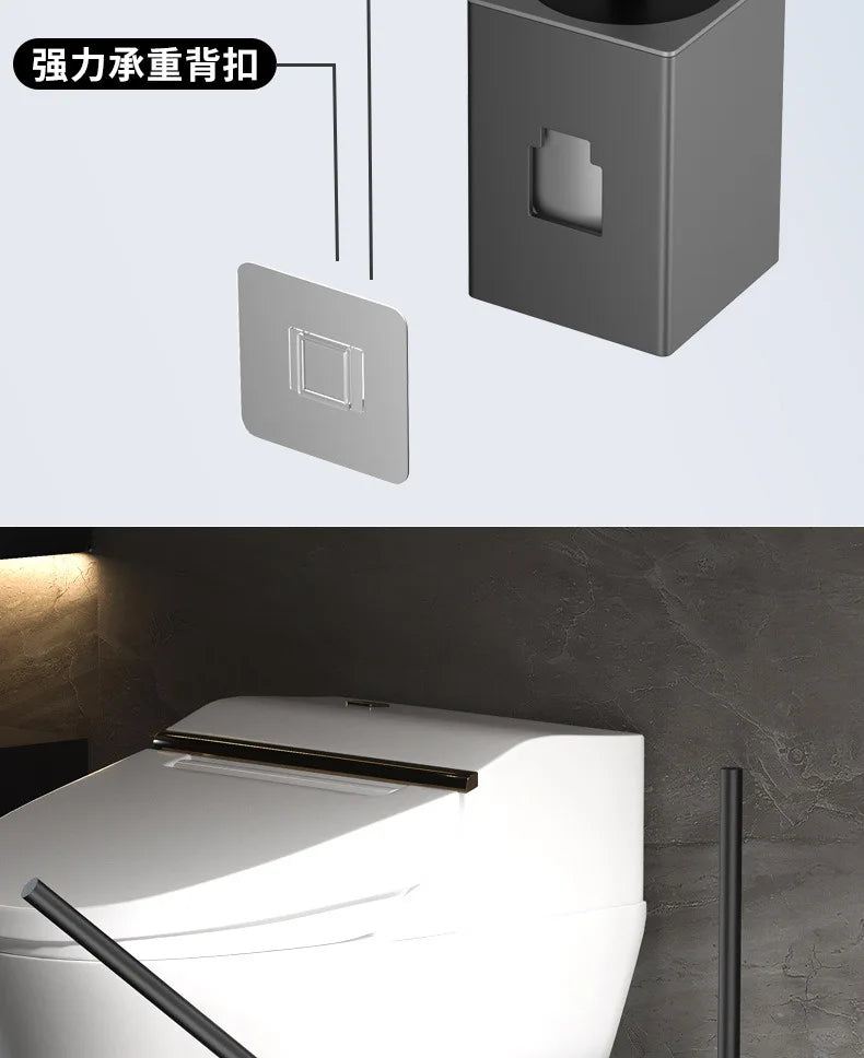Toilet Brush Holder Wall Mounted Bathroom Cleaning Brush Toilet Brushes For Cleaning Storage Space Aluminum