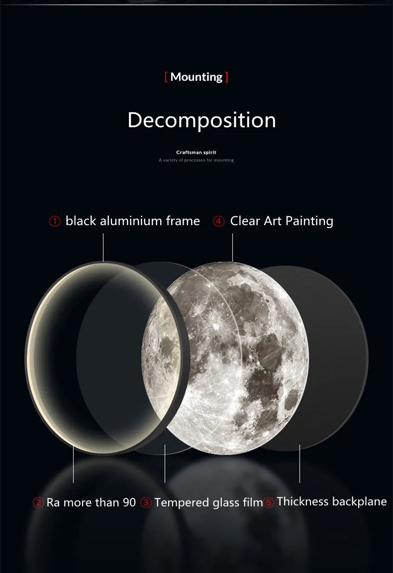 Modern Moon 3D Mural Wall Lamp Realistic LED Light Home Accessories Bedroom, Living Room Ceiling Lamp with Remote Control Decor