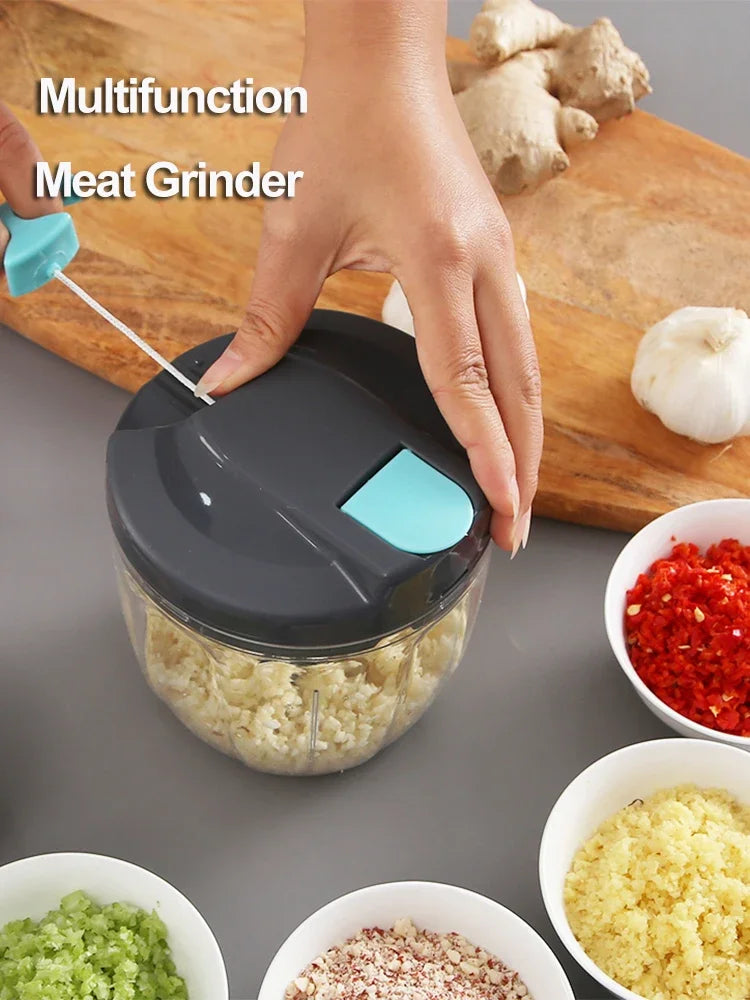 500/900ML Manual Meat Grinder Garlic Chopper Multifunction Vegetable Cutter Chopper Garlic Crusher Kitchen Gadgets