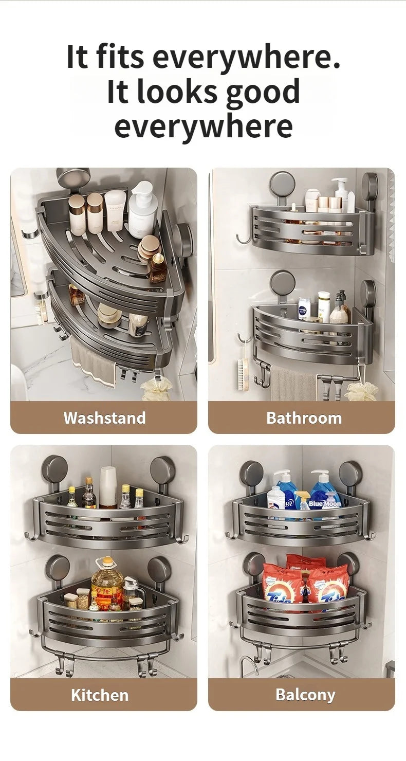 Bathroom Storage Shelf Suction Cup Perforation-Free Bathroom Triangle Toilet Wash Counter Corner Bathroom Storage Shelf