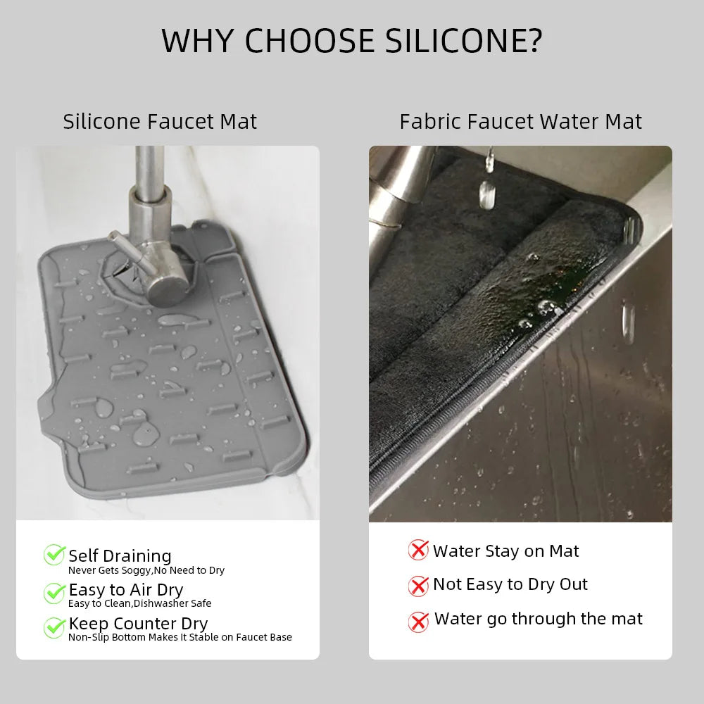 Kitchen Gadgets Silicone Faucet Absorbent Pad Shelf Sink Splash Catcher Countertop Protective Mat Bathroom Drain Mat Acceesories
