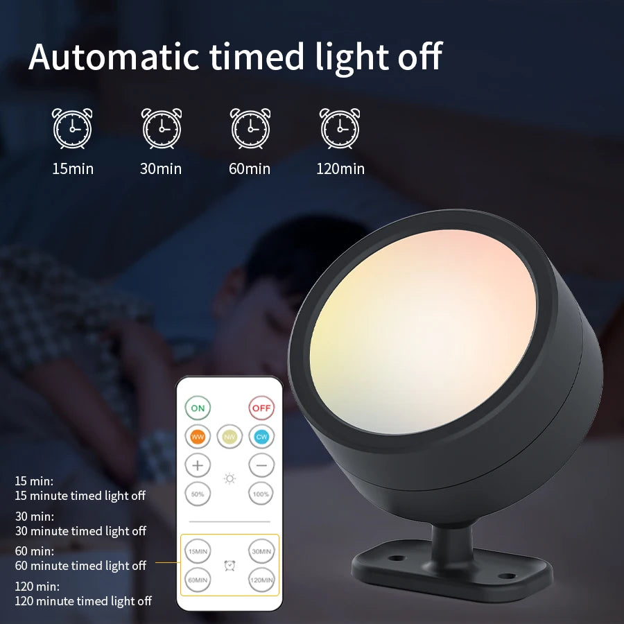 Modern Magnetic Wall Lights LED Wall Lamp 360° Rotation Wall Mounted Lights with Remote RGB Rechargeable Wall Sconce Room Decor