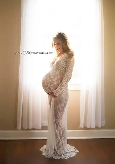 European Style Sexy Deep V Lace Mesh Long Sleeve Bodycon Maxi Dress Trailing Evening Party Dress