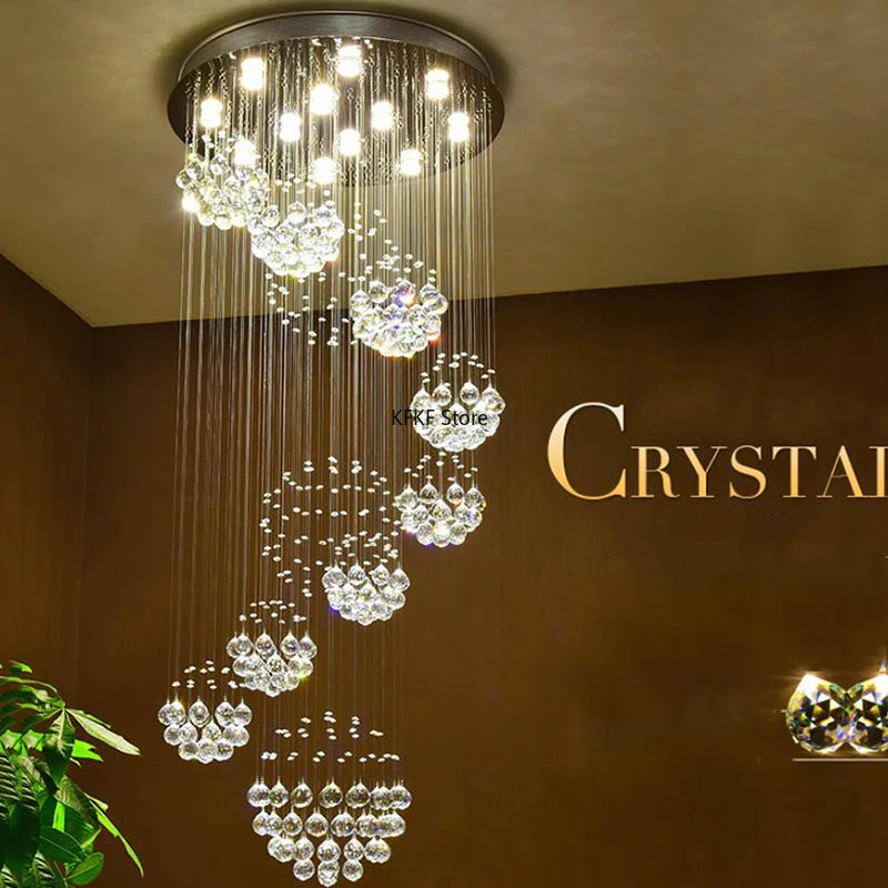 New Modern Crystal Led Chandelier Item Large Villa Salon Ceiling Lights Hotel Kitchen Staircase Living Room Decor Pendant Lamp