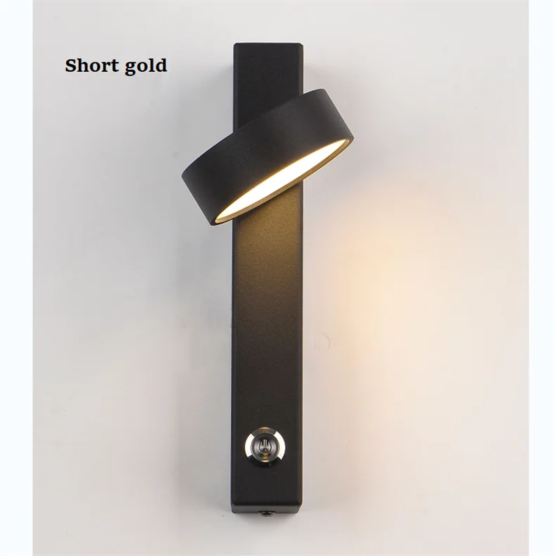 Nordic Modern LED wall lamp Gold Black Rotation Dimming Switch Wall Light With plug Fixture Bathroom Bedroom 360° Rotate Sconces